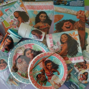 VAIANA MOANA Party supplies Birthday Decoration Cups Plates Tablecover Banner Balloons Loot Bags Straw