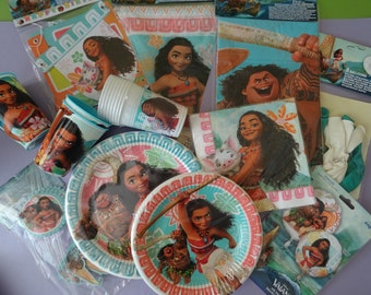 VAIANA MOANA Party supplies Birthday Decoration Cups Plates Tablecover Banner Balloons Loot Bags Straw