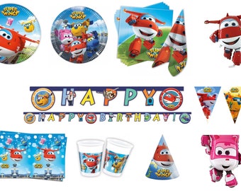 SUPER WINGS Party Supplies Decoration Tableware Cups Napkins Plates Tablecover Hats Flag  Banner Balloons
