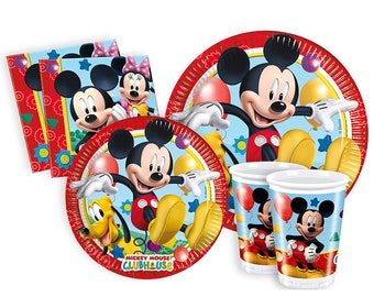 MICKEY Party Decor Supplies Tableware Balloons Napkins Plates Tablecover Cups