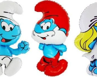 SMURFS Globos de aluminio grandes gigantes de 36"/91 cm o decoración de fiesta llena de aire de 14" Cumpleaños Papá Pitufo Pitufina Torpe