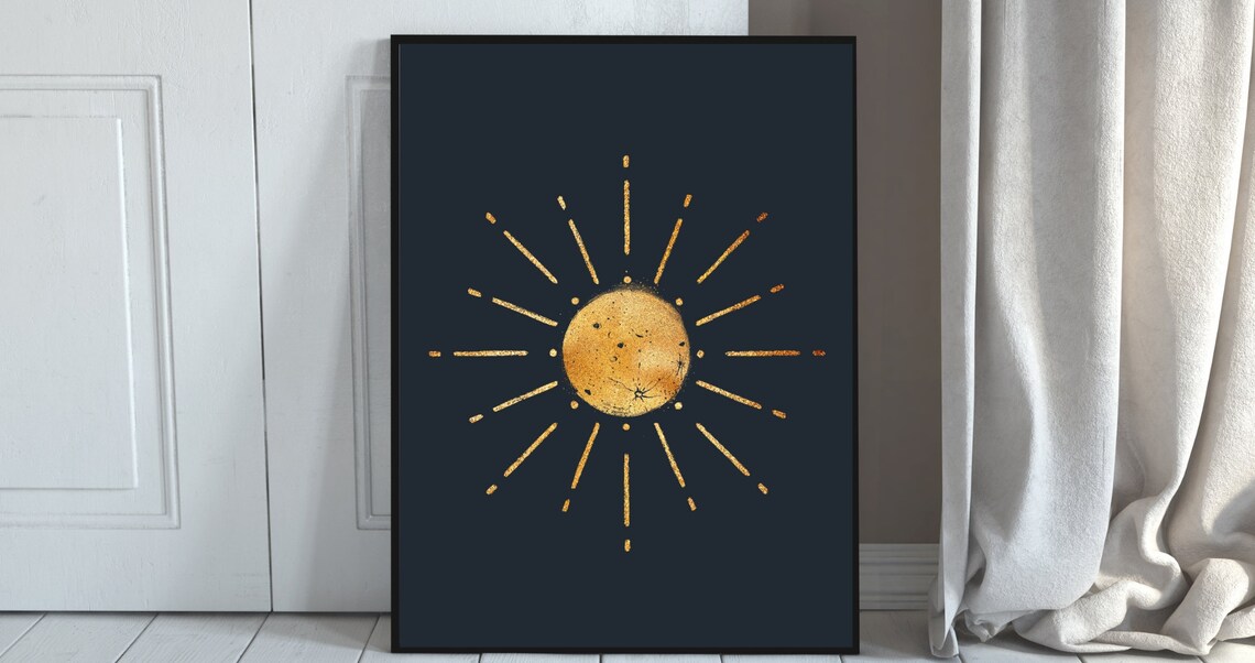 Black Sun, Wall Art Quotes Printable, Black Printable Wall Art, Digital