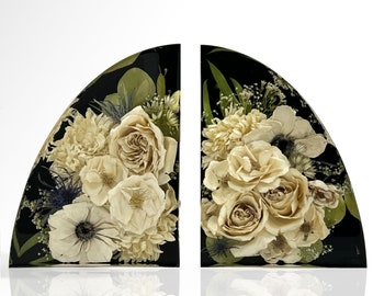 9" x 6.5" Bookends| Floral Preservation | Wedding Bouquets | Custom Wedding | Memorial Preservation