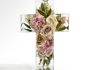 12" x 8" Cross | Floral Preservation | Wedding Bouquets | Custom Wedding | Memorial Preservation