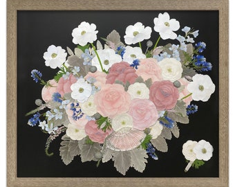 24" x 28" Pressed (Framed) | Floral Preservation | Wedding Bouquets | Custom Wedding | Memorial Preservation