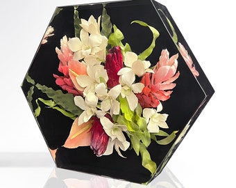 11" Hexagon | Floral Preservation | Wedding Bouquets | Custom Wedding | Memorial Preservation