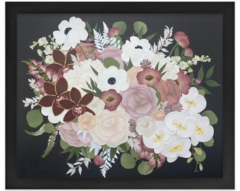 20" x 24" Pressed (Framed) | Floral Preservation | Wedding Bouquets | Custom Wedding | Memorial Preservation