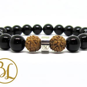 Natural  Black Obsidian Bracelet Black Bracelet Gemstone Black Obsidian Mala Bracelet Black Obsidian Bracelet Obsidian Meditation Bracelet