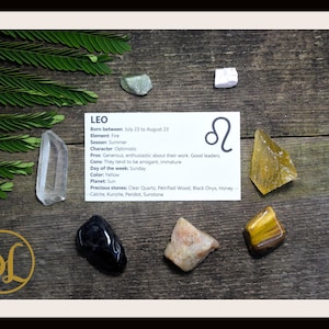LEO Gemstone Kit 7 Zodiac Leo Gemstones Set Healing Crystals Healing Zodiac Leo Intention Stones Lithiotherapy Leo Stones Set Leo Crystals