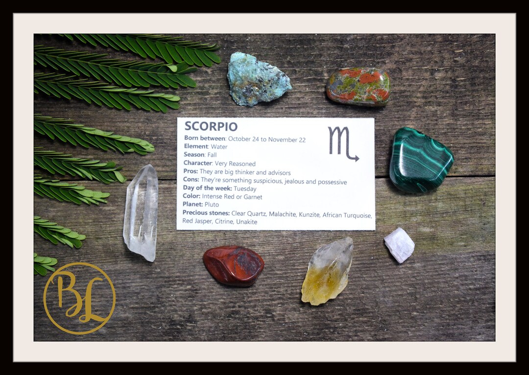 SCORPIO Gemstone Kit 7 Zodiac Scorpio Gemstones Set Healing Etsy UK