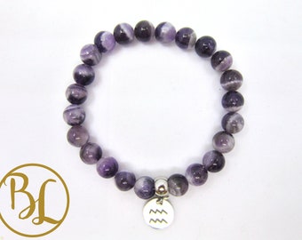 Aquarius Zodiac Gemstone Bracelet: January February Charm Mala