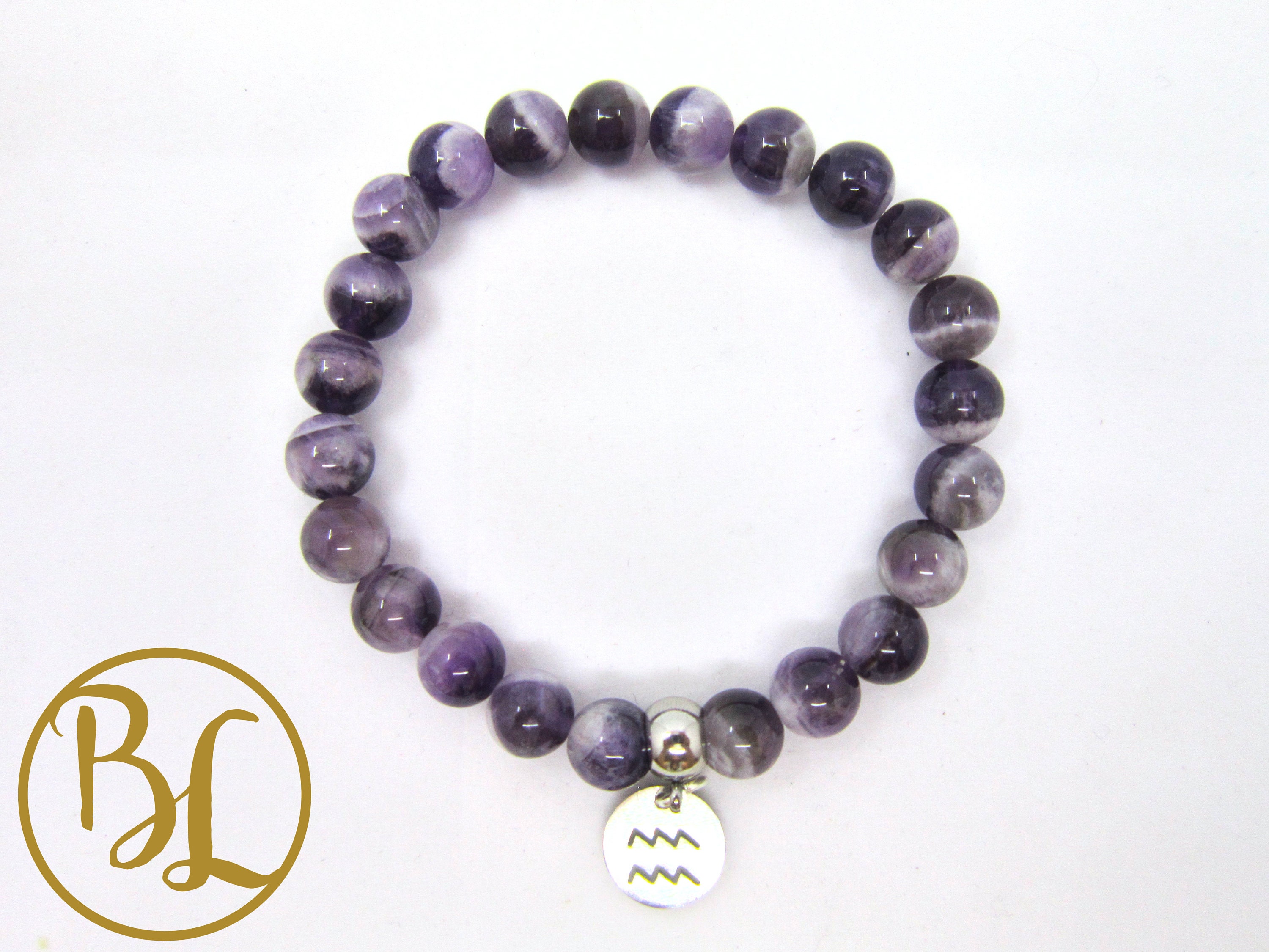 Aquarius Zodiac Charm Bracelet Gemstone Aquarius Zodiac Etsy