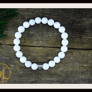 Genuine White Jade Bracelet White Jade Bracelet Gemstone White Jade Mala Chakra Bracelet Meditation Yoga White Jade Bracelet White Jade Mala