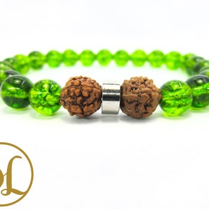 Peridot Bodhi Seed Bracelet: Heart Chakra Mala, Virgo Bracelet