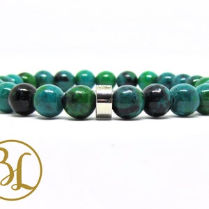 Chrysocolla Gemstone Bracelet: Natural Blue Green Mala, Yoga Meditation