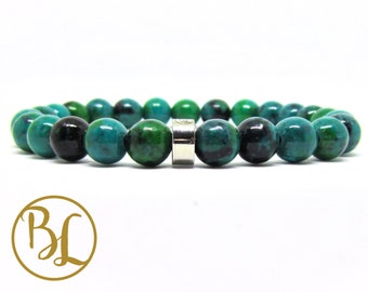 Chrysocolla Gemstone Bracelet: Natural Blue Green Mala, Yoga Meditation