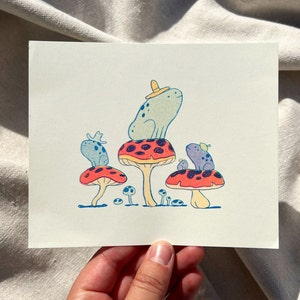 Frog Friends Small Risograph Print