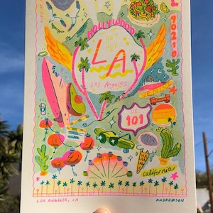 Resekortserie Los Angeles - Litet Riso-tryck