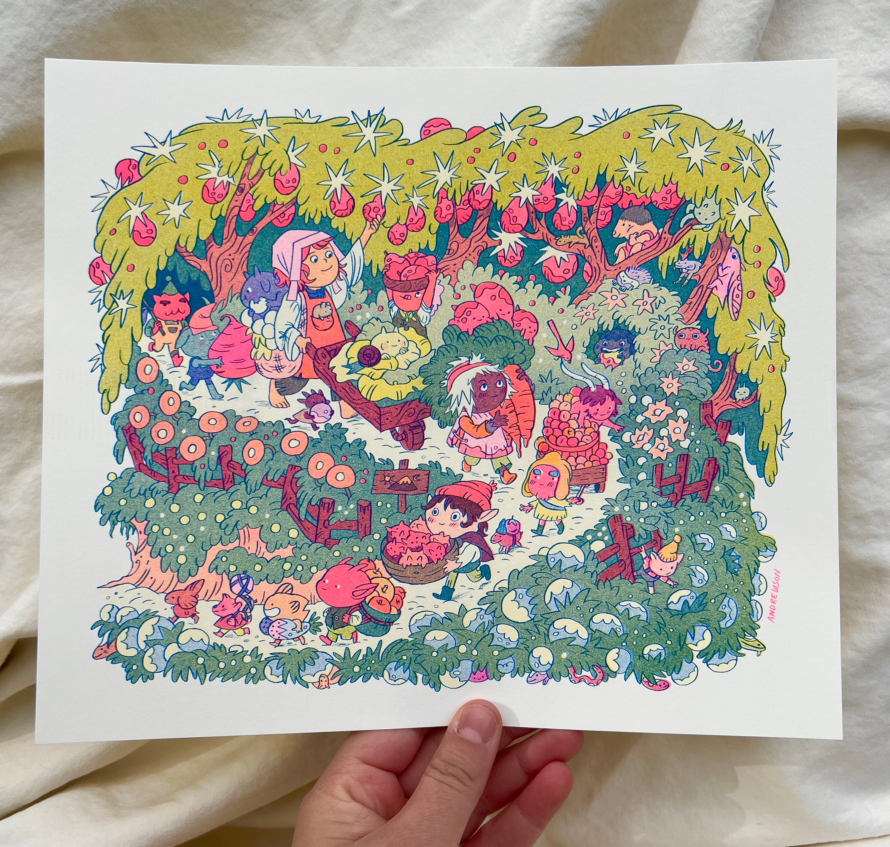 On The Mountain Garden Trail - Risograph Print