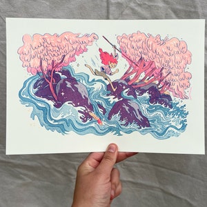 Wild River Girl Risograph Print