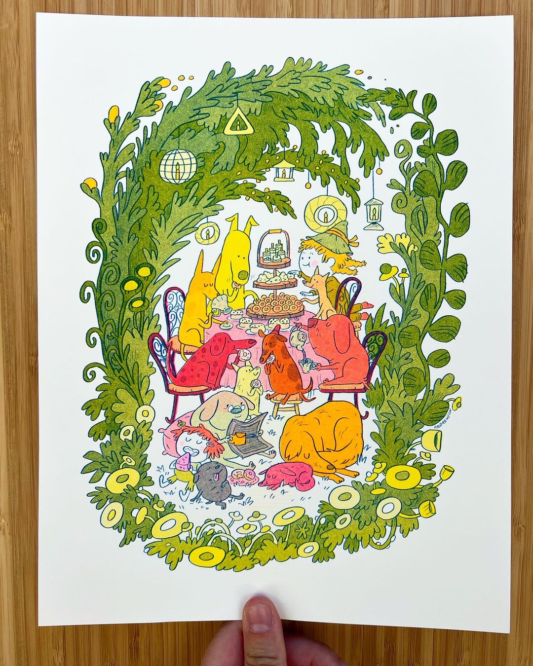 doggy-tea-party-risograph-print-etsy