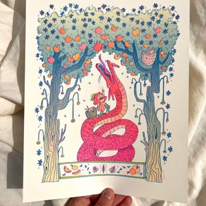 Summer Dragon Risograph Print