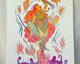 The Butterfly Archer - Large Risograph Print