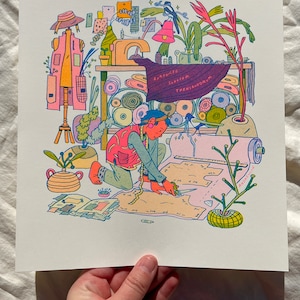 Die Schneiderin Kleiner Risograph Print