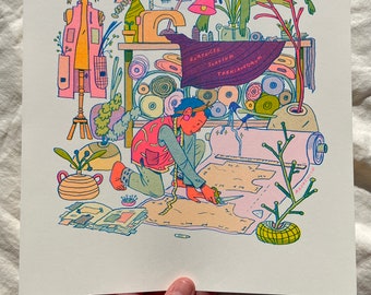 The Seamstress Small Risograph Print