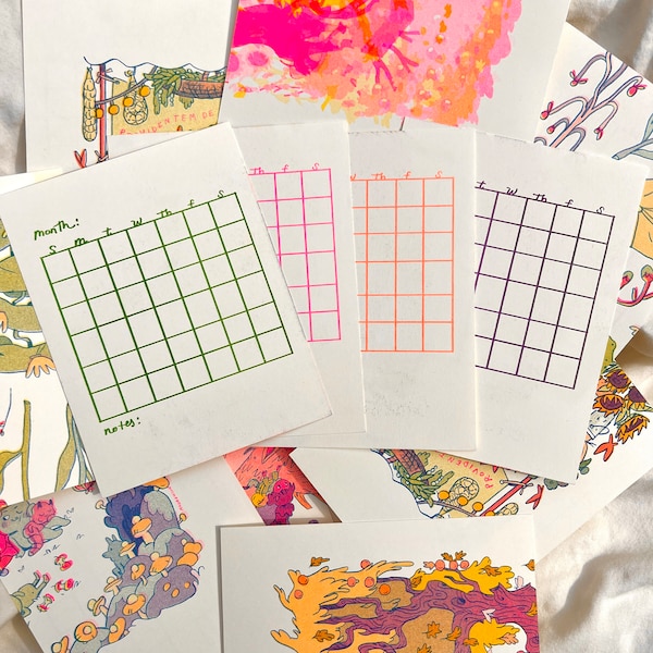 Riso Calendar Set of 12 - Made From Bad Prints