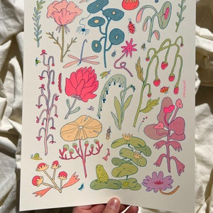 Impressão Risográfica de Flores Pequenas