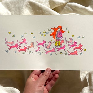 Cat Parade Small Risograph Print