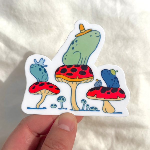 Frog Friends with Hats Sticker