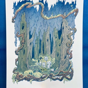 Into The Crooked Woods Large Risograph Print