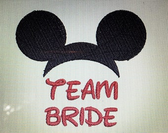 Team Bride Mickey Ears Embroidery File