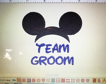 Team Groom Mickey Ears Embroidery File