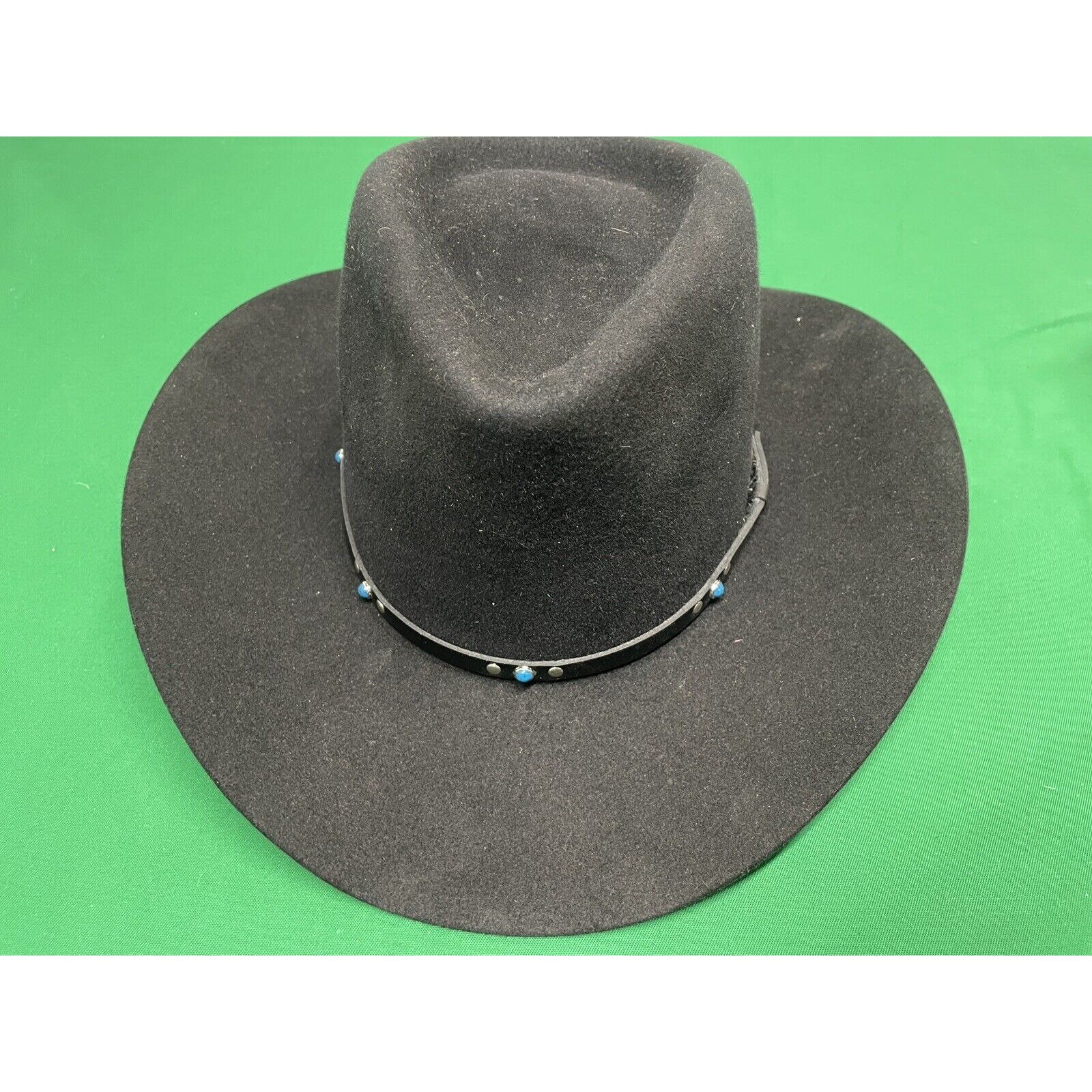 Stetson Black Cowboy Hat with turquoise accents Embossed Leather Hat Band- Women main image 3