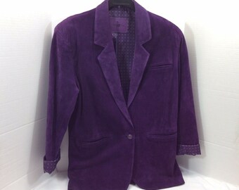 Vintage 1990s Ladies Purple Rain Suede Jacket Leather Coat Size Medium