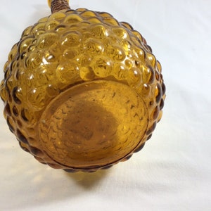 Vtg MCM Genie Bottle Decanter 22 flame tip Tall Italian Empoli Amber hobnail Glass image 7