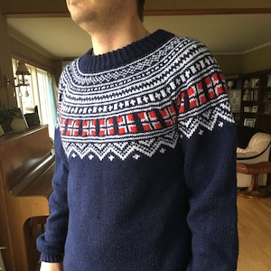 Norge Pullover. Handgemachter skandinavischer Unisex Pullover aus Wolle für Männer und Frauen