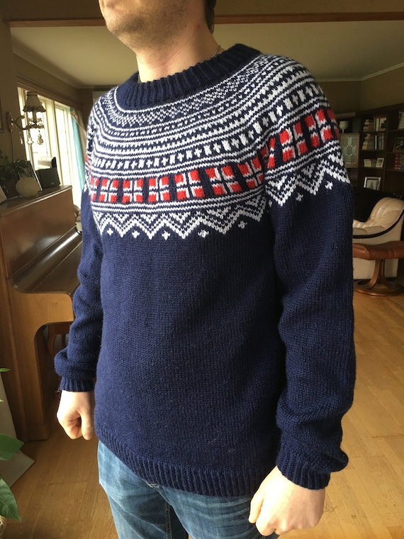 Pull norvegien. Pull unisexe scandinave fait main en laine pour homme et femme