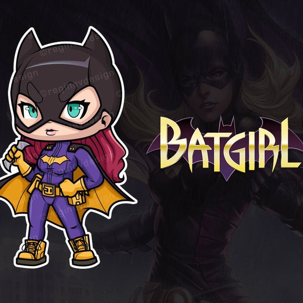 Bat Girl Clipart, Sticker, DC Characters, Marvel, Superhero, Illustration, Chibi, Kawaii, Superheroes, Comics (Printable)