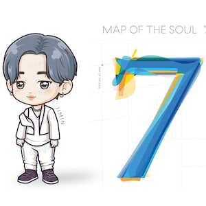 BTS Jimin Chibi, Kawaii, Kreskówka, Clipart, K-pop, Park Jimin, Rm, Jin, Suga, J-hope, Taehyung, Jungkook, Ilustracja (Do druku)