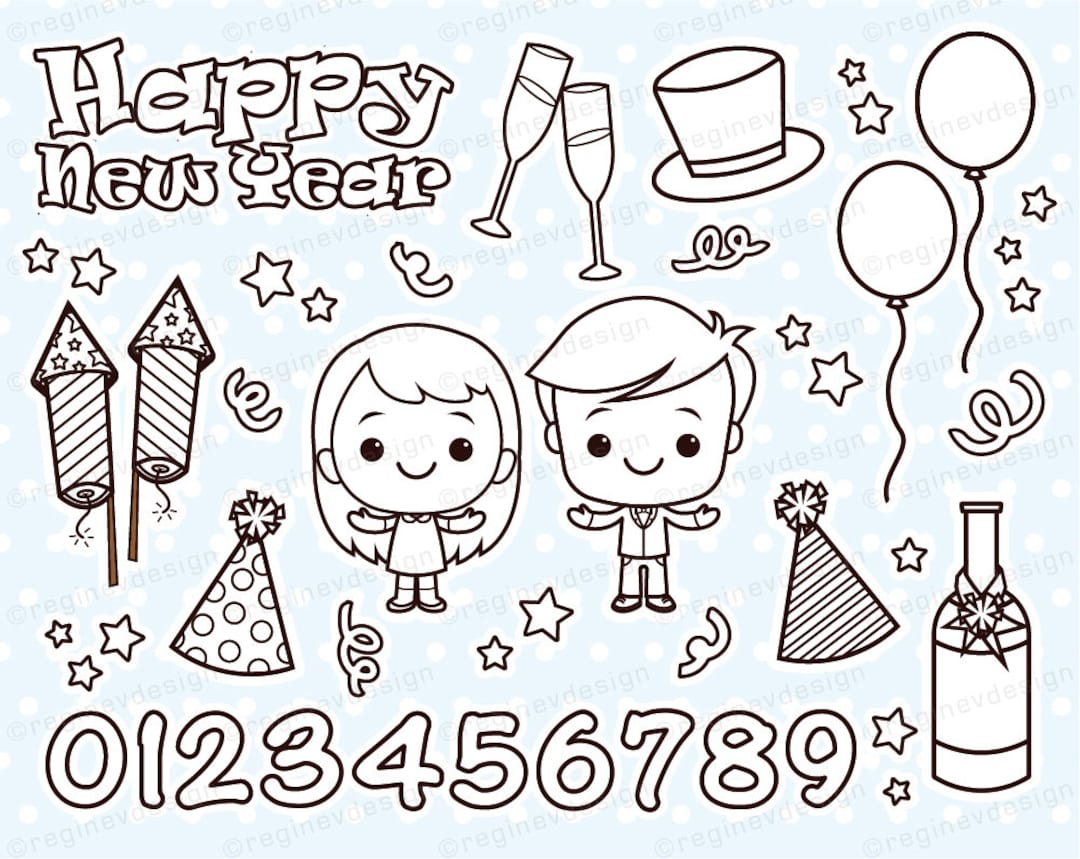 Party Time Design, Happy New Year Clipart, Party Clipart, Balloons, New  Year Clipart, Christmas Clip Art, Winter Party, Champagne 