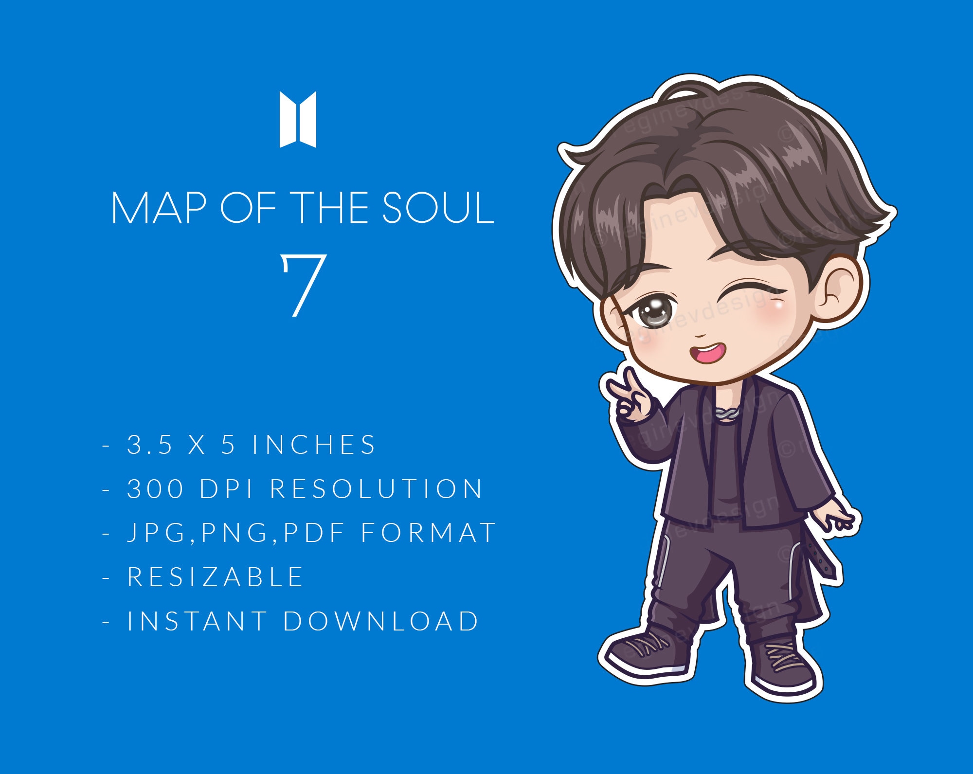 BTS J-hope Chibi Clipart, K-pop Jung Hoseok Illustration