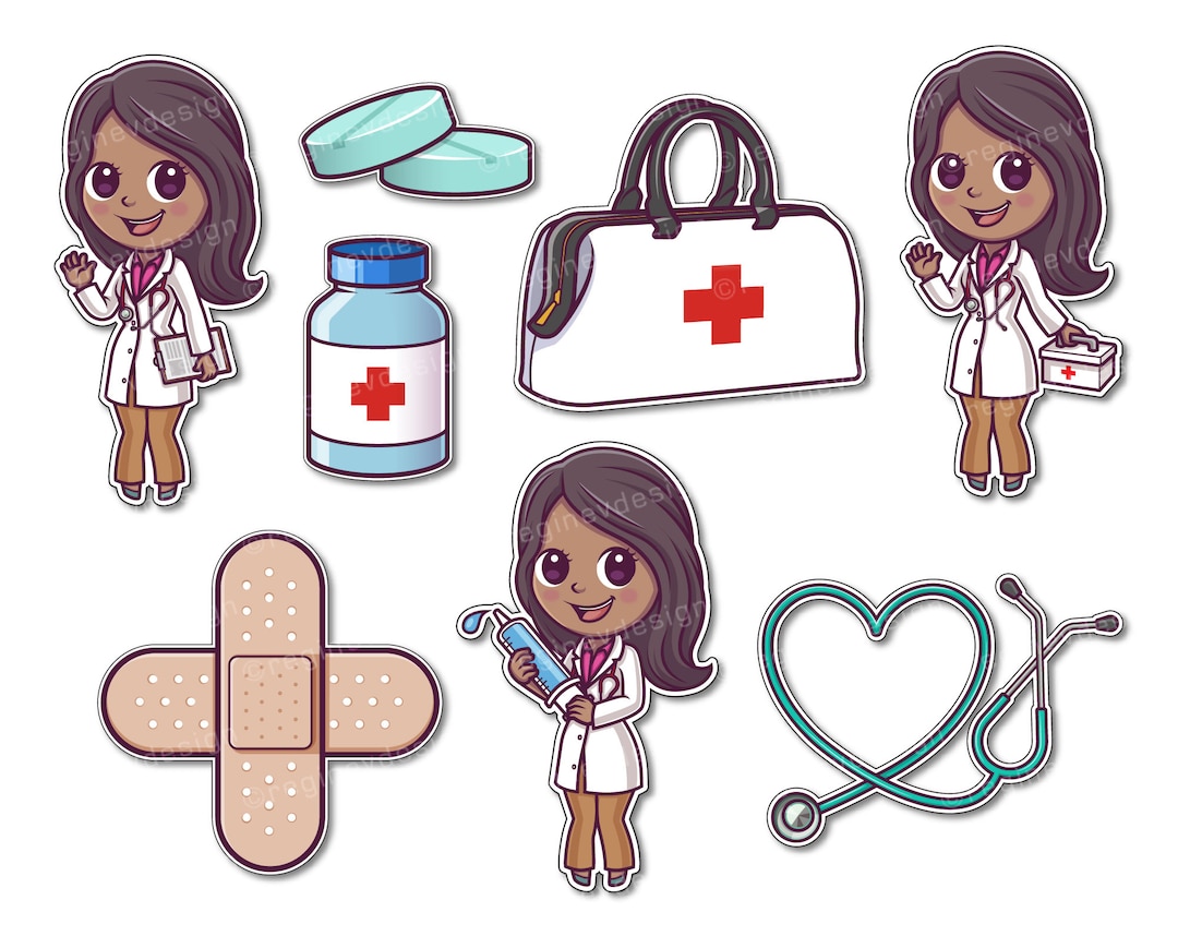 Cute Doctor Clipart, Hospital, African American, Girl, Female, Nurse,  Doctor, Cartoon, Vector, Chibi, Scrapbooking, Eps, Commercial Use - Etsy  Israel, image size:1080x858
