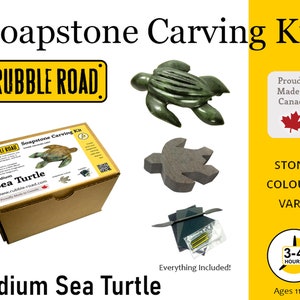 Sea Turtle Soapstone Carving Kit -Medium- Kids and Adult Craft Kit - Carving Activity Arts and Crafts DIY