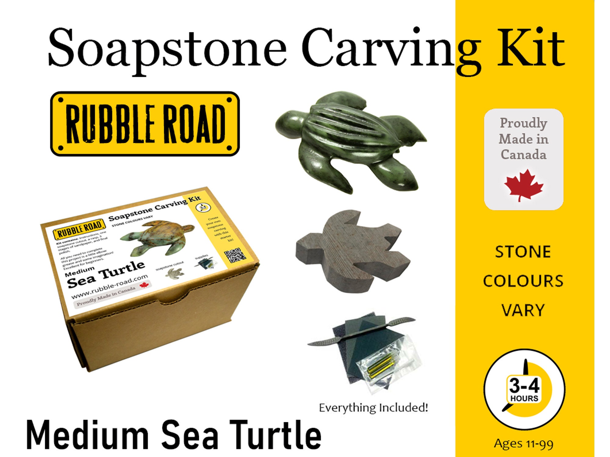 Sea Turtle Soapstone Carving Kit Medium Kids and Adult Craft Etsy Polska