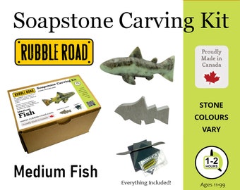 Fish Soapstone Carving Kit - MEDIUM- Kids and Adult Craft Kit - Carving Activity Arts and Crafts DIY