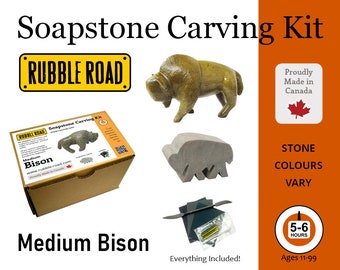 Bison Soapstone Carving Kit - Medium- Kids and Adult Craft Kit - Carving Activity Arts and Crafts DIY